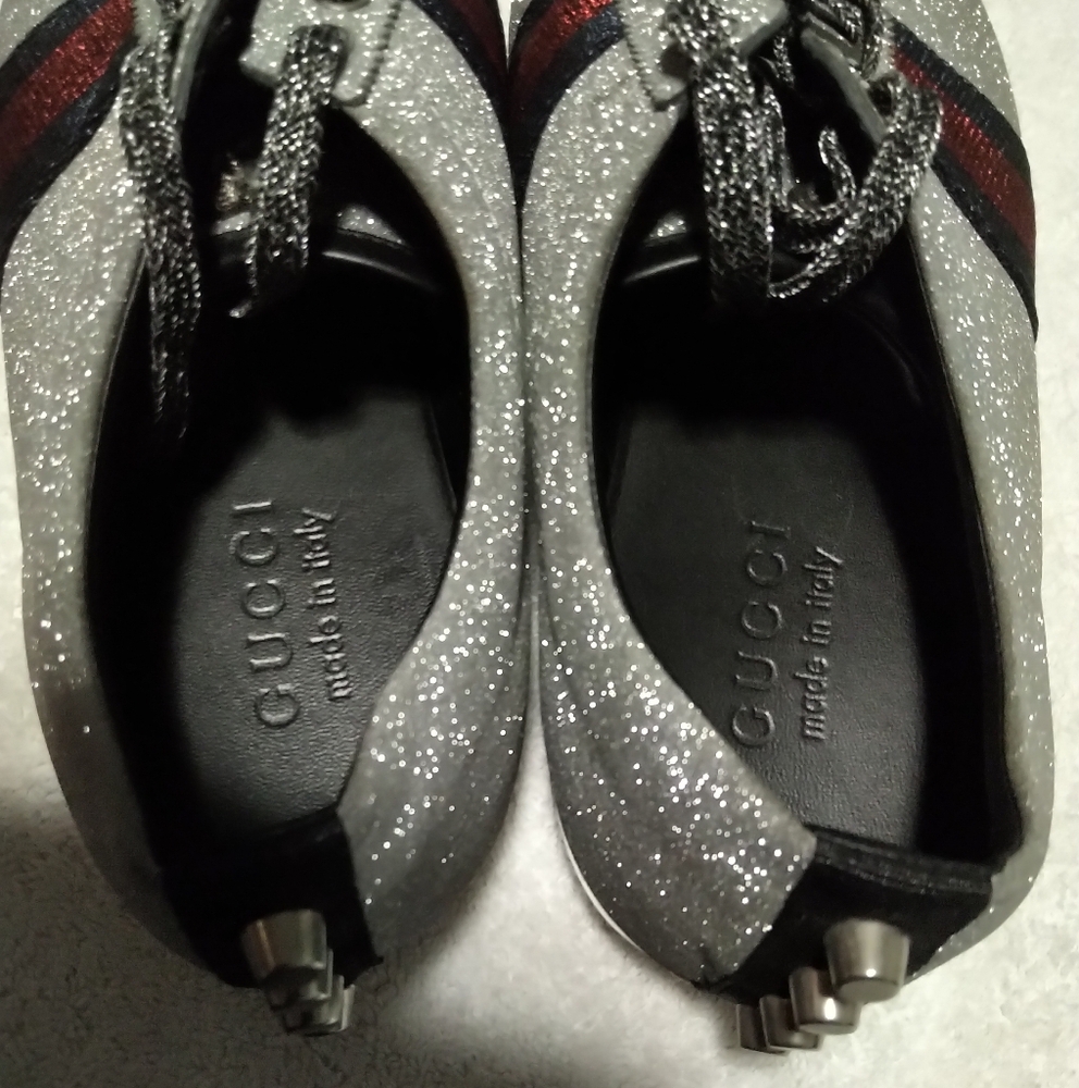 Authentic Gucci Men's Bambi Web Glitter Sneakers - Picture 6 of 9